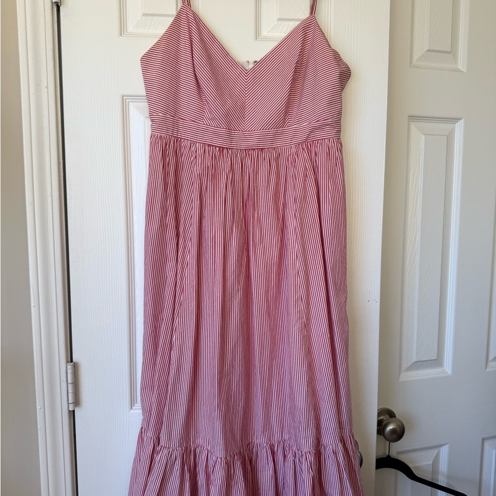 J. Crew Red and White Striped Dress